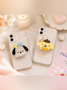 Cute Characters Mirror 3D Phone Grip Doggie Designs Grip Set